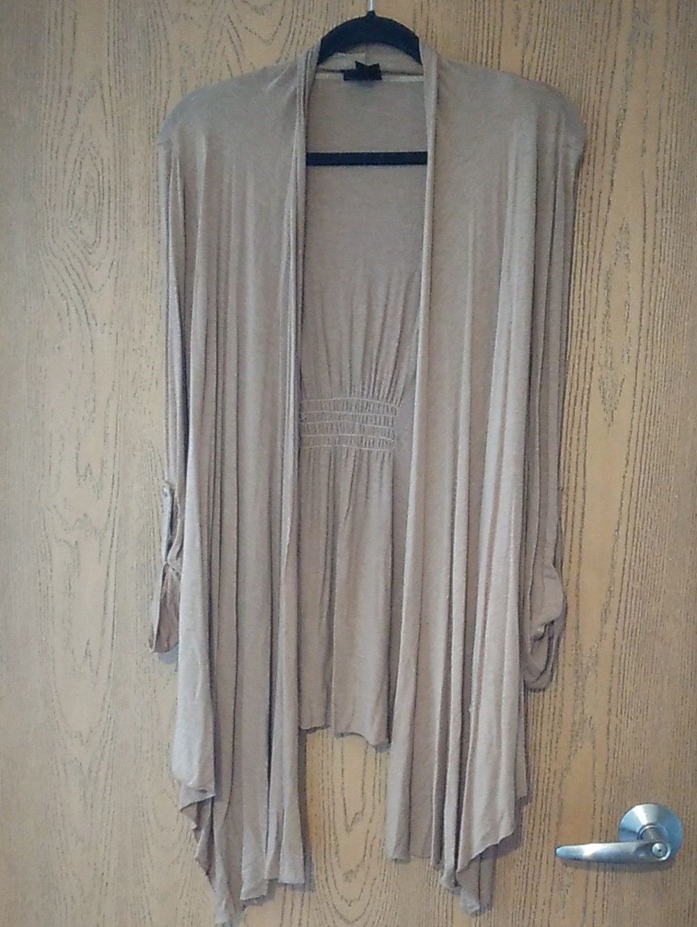 Mossimo Y2K Light Taupe Draped Open-Front Women's Sweater Cardigan